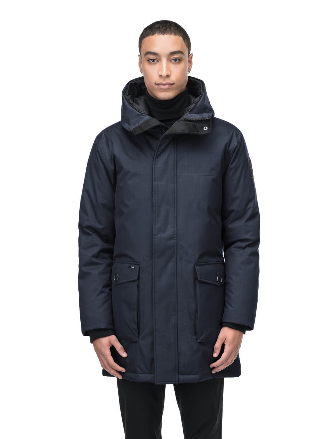 Mens hooded parka with fur trim best sale