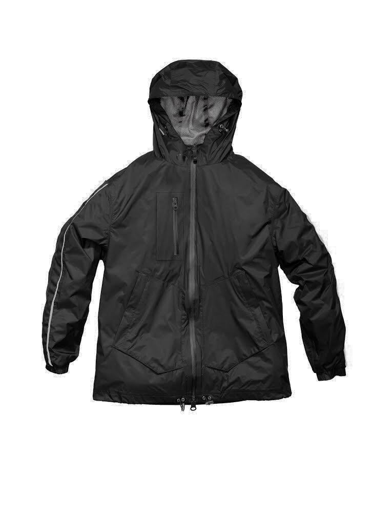 Women's waist length windbreaker with hood in Black