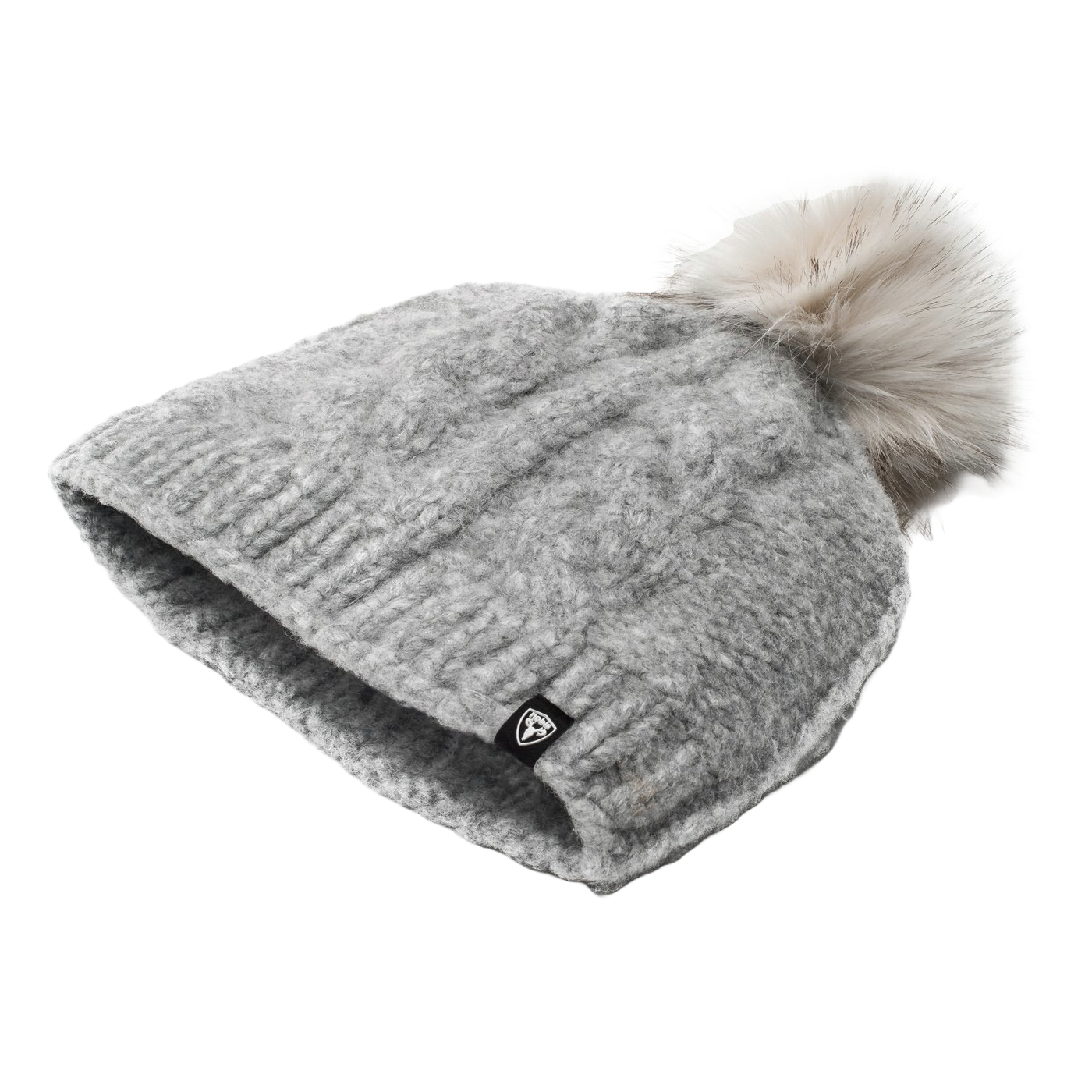 A knit toque with pom-pom in Heather Grey