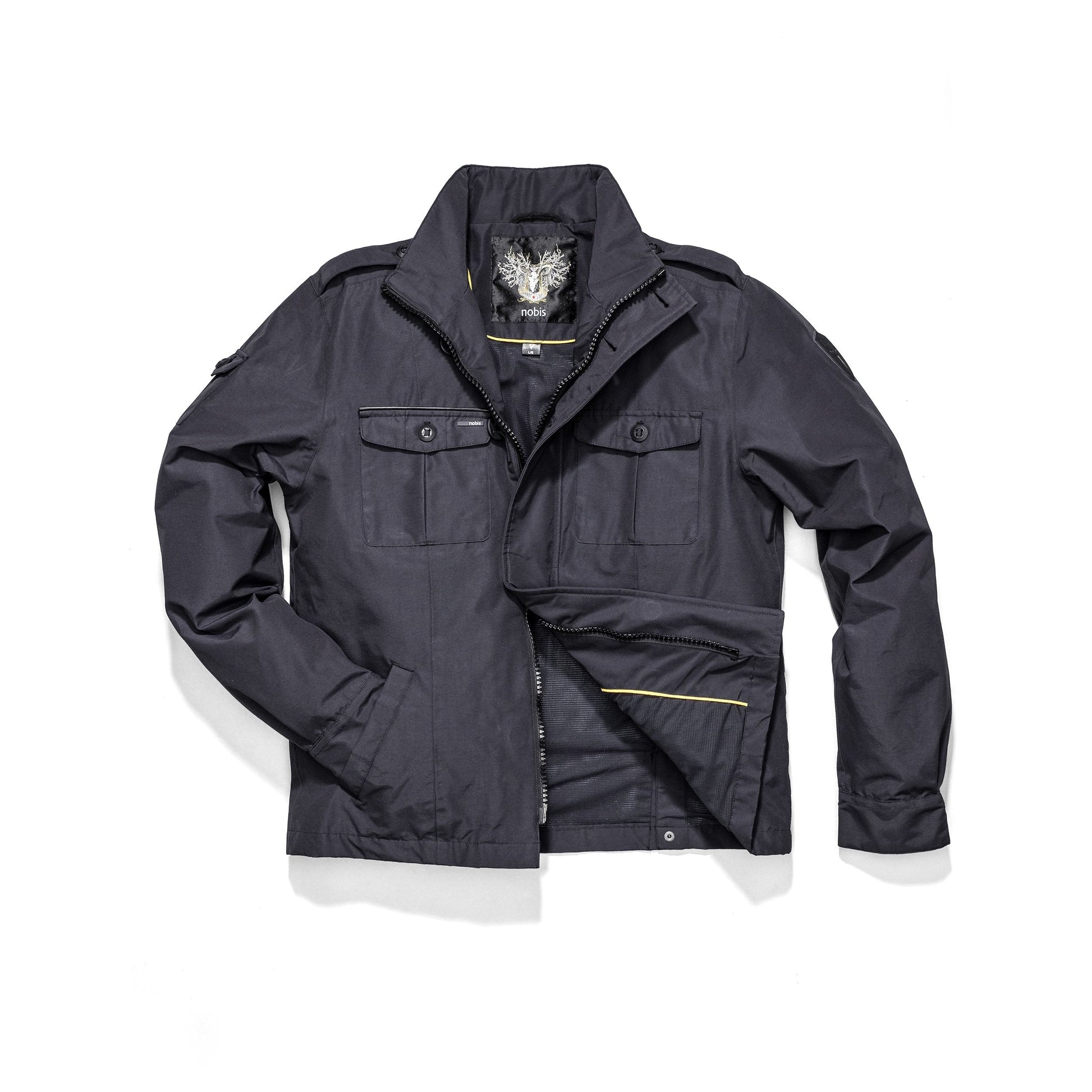 Men's waist length military style jacket in Navy