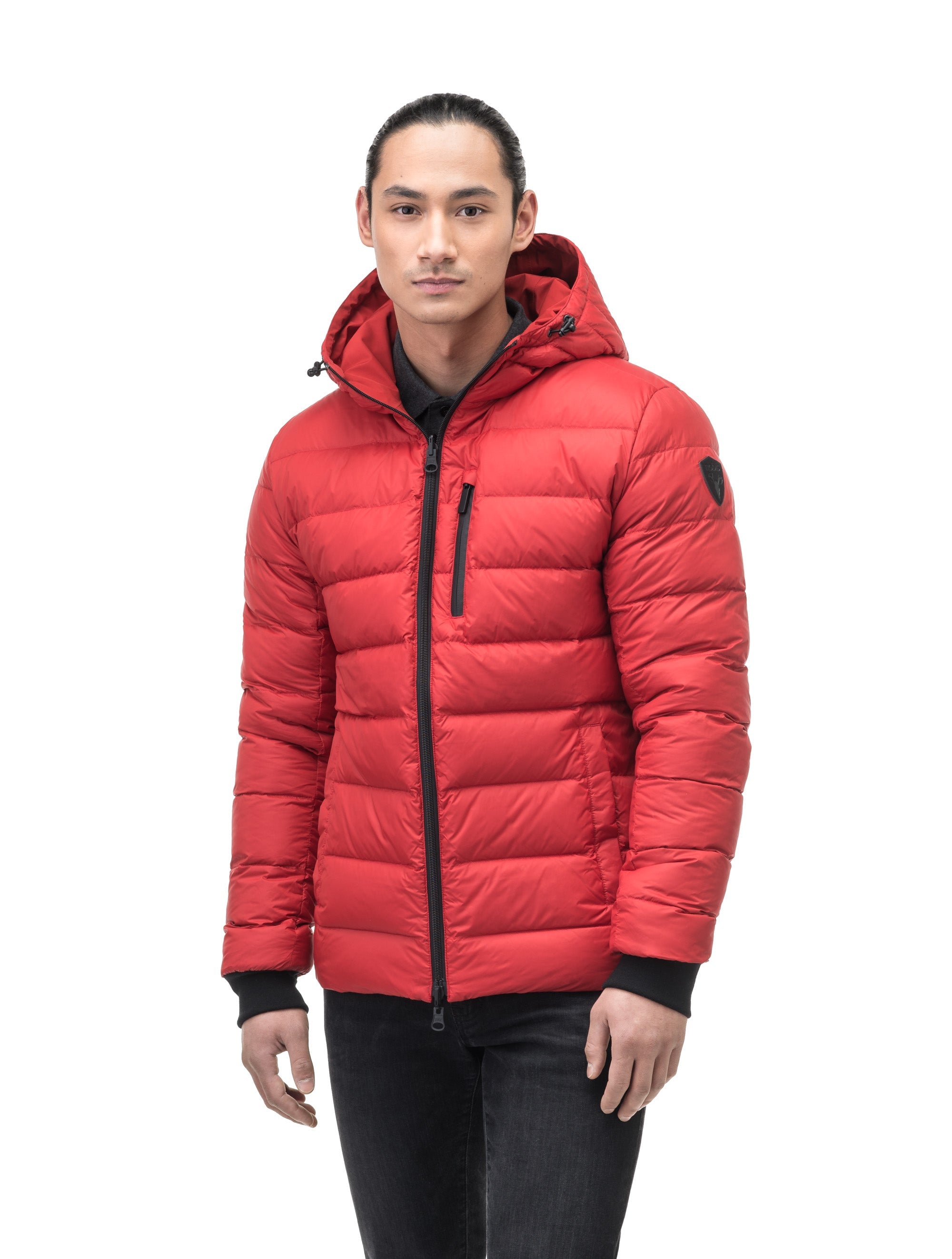 Mens red discount hooded puffer jacket