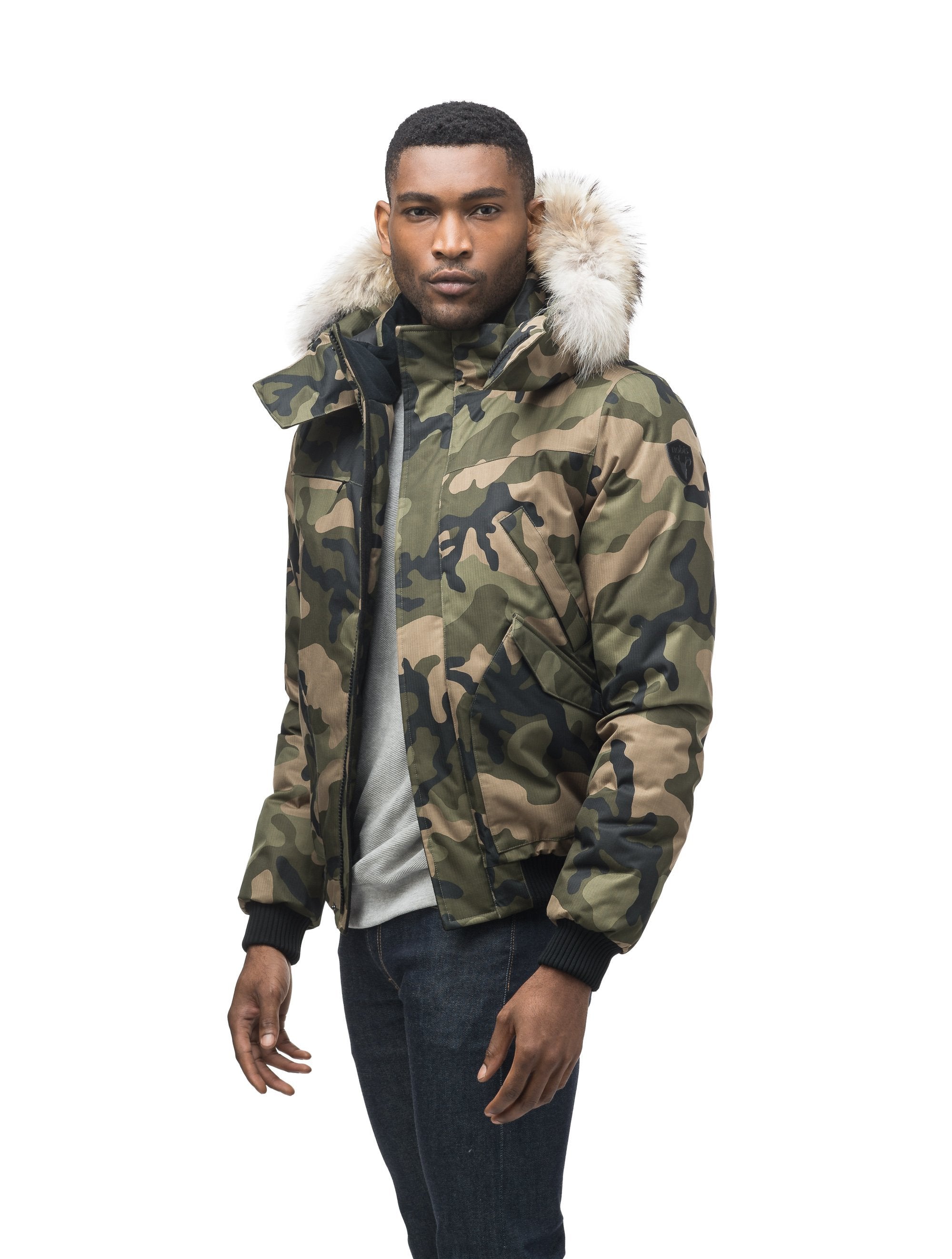 Bomber jacket with 2024 fur hood