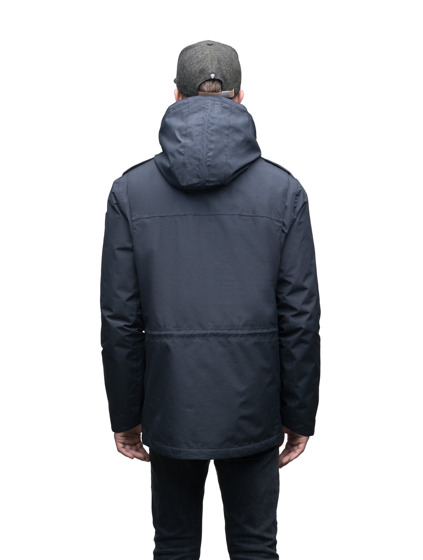 Men's hip length 3 in 1 jacket with removable hood in Cy Black