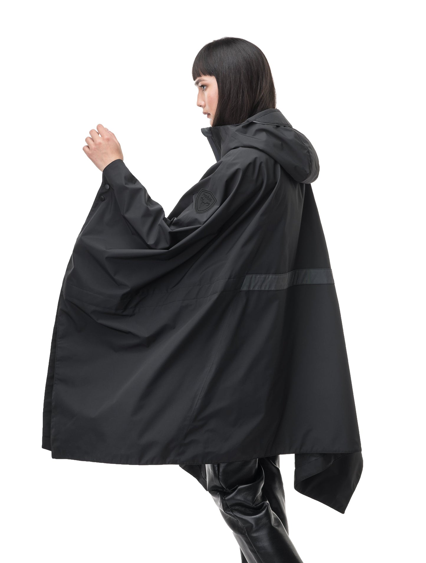 Cape, universal, waterproof, with hook-and-eye closure, black, 148x128cm