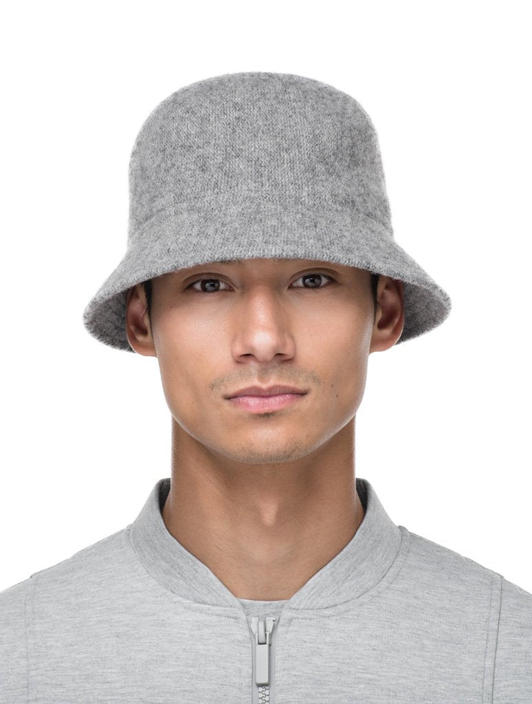 Knit moulded bucket hat in Heather Grey