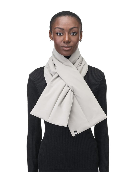 Kara Unisex Quilted Scarf with synthetic down fill, and pull-through slit fastening, in Clay