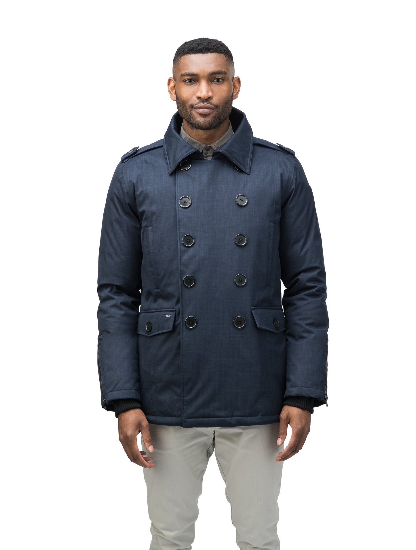 Men's double breasted down filled parka in CH Navy