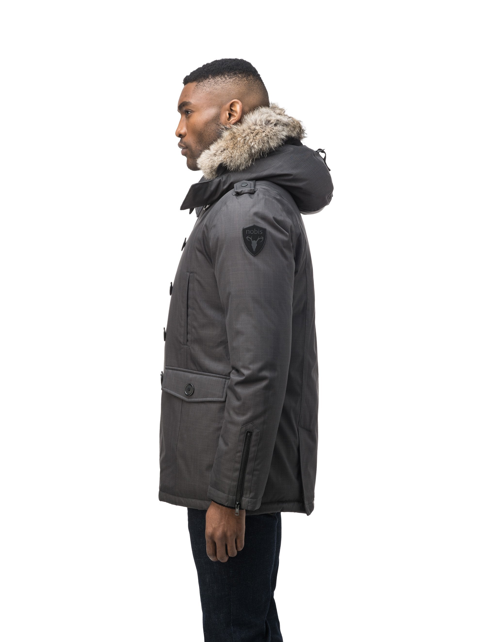 Grey peacoat best sale with hood