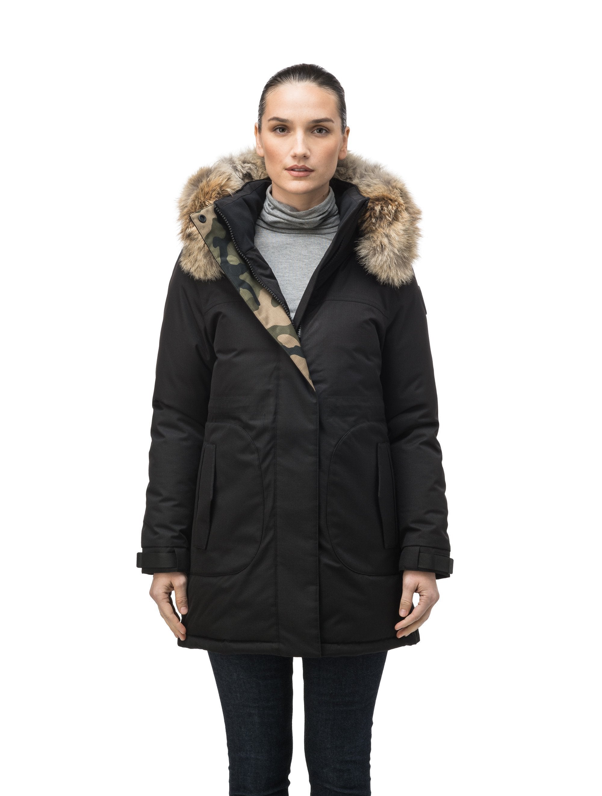 Maya faux fur hot sale hood bubble coat