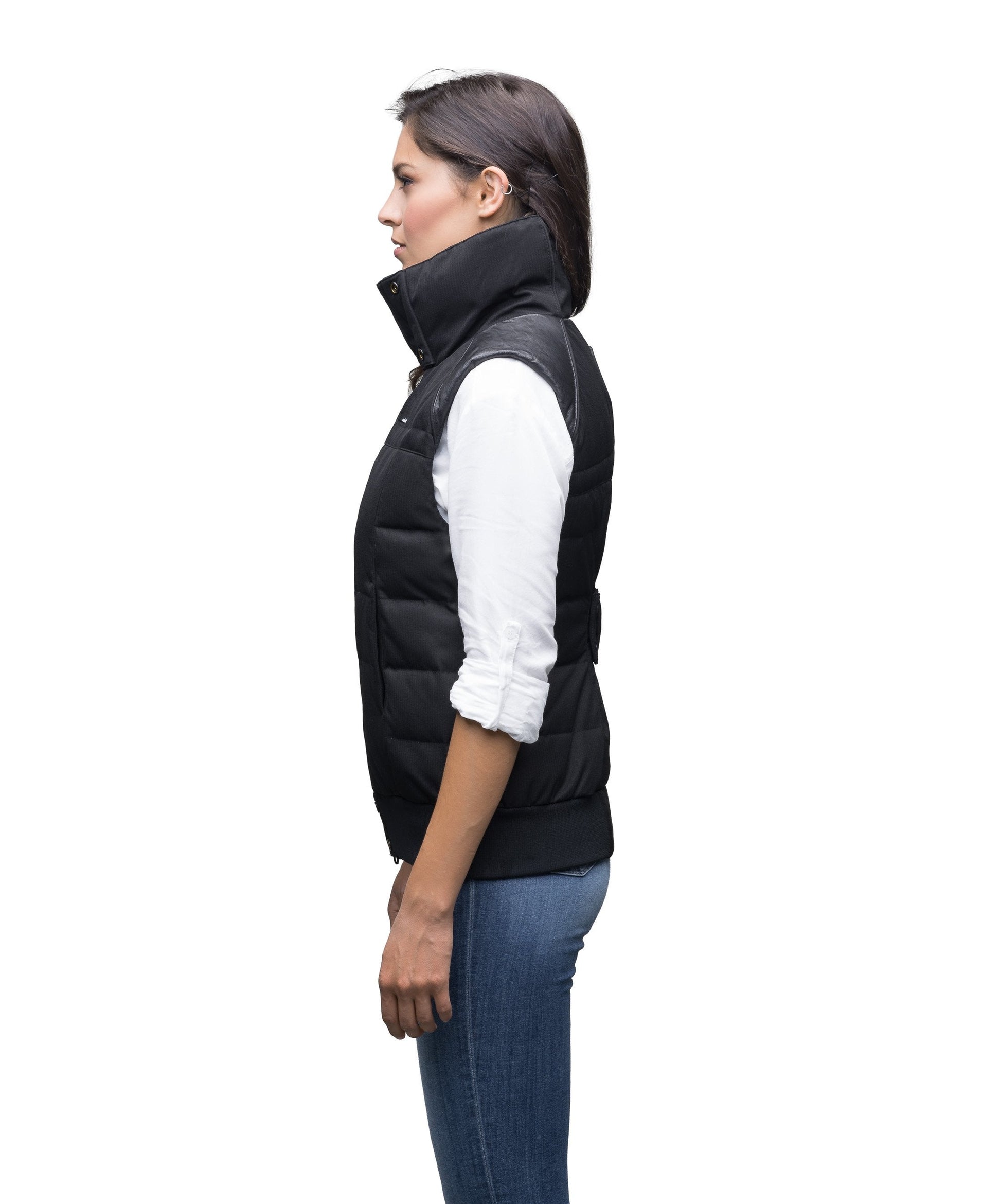 Women's puffer vest with quilting detail in CH Black