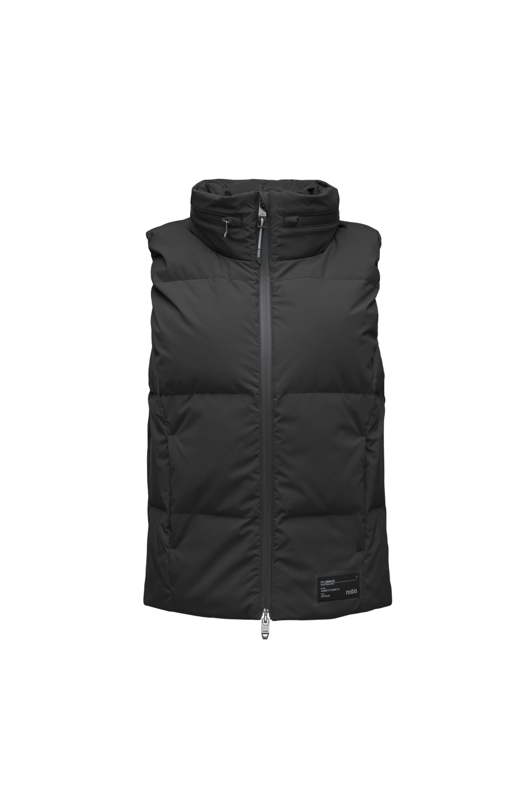 Oren Ladies Performance Vest in hip length, Durable Stretch Ripstop and 3-Ply Micro Denier fabrication, Premium Canadian White Duck Down insulation, tuck-away waterproof hood, and two-way centre front zipper, in Black