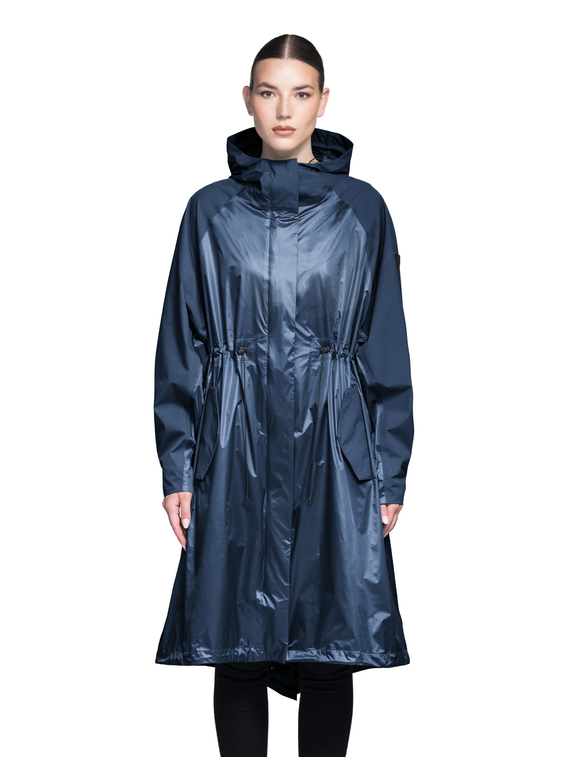 Women's long shop nylon raincoat