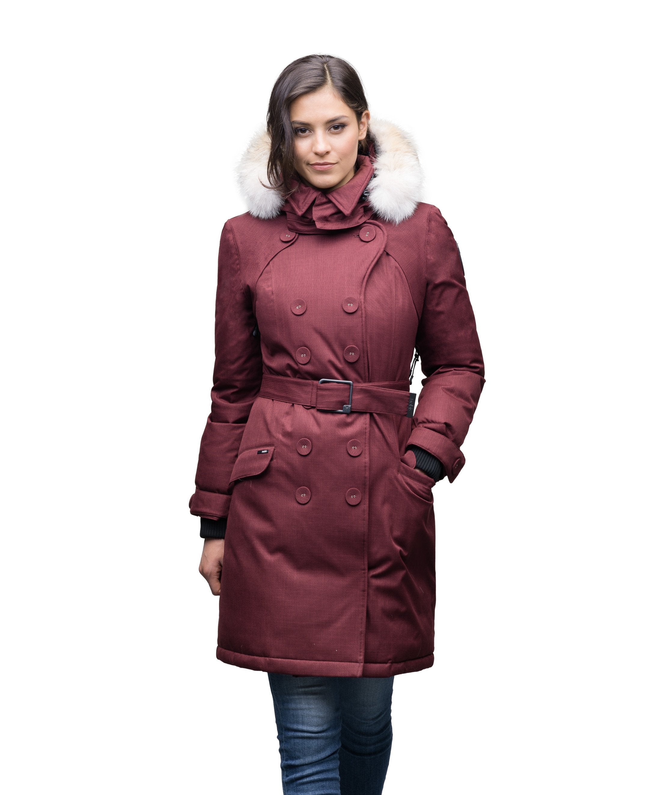 Burgundy peacoat hot sale women's