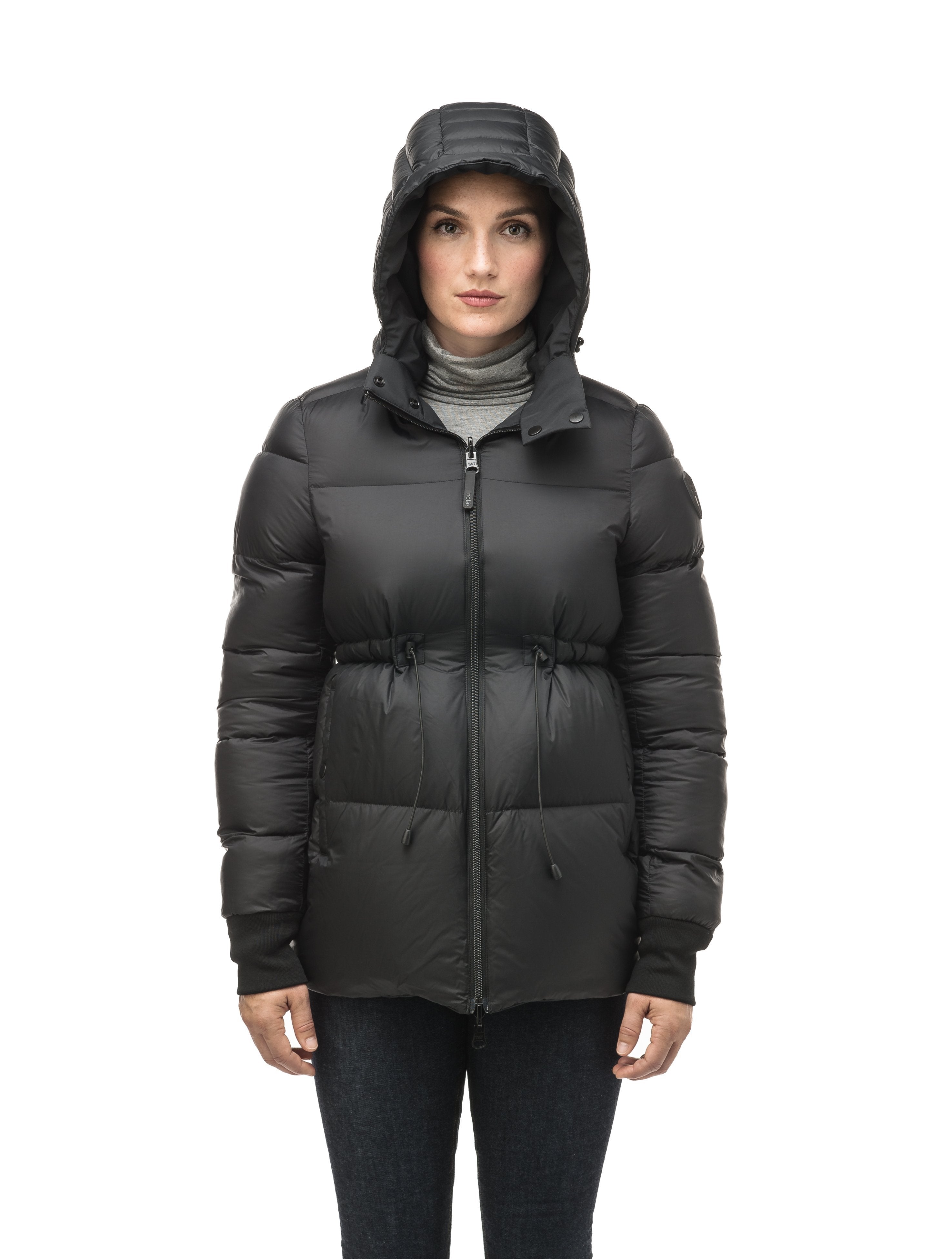 Black puffer hot sale coat no hood